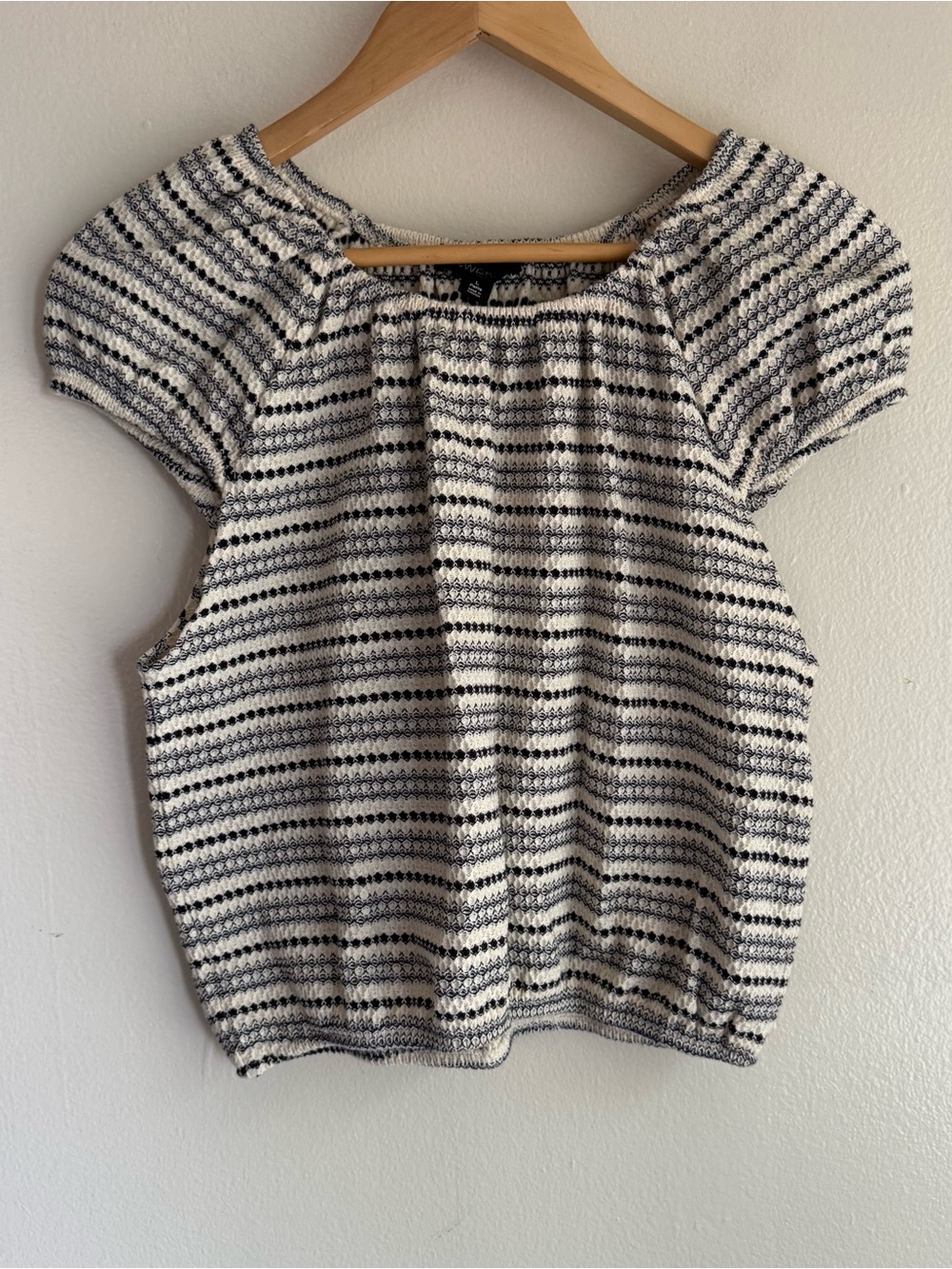 Twenty Montreal Striped Short-Sleeve Knit Top - Cream & Black